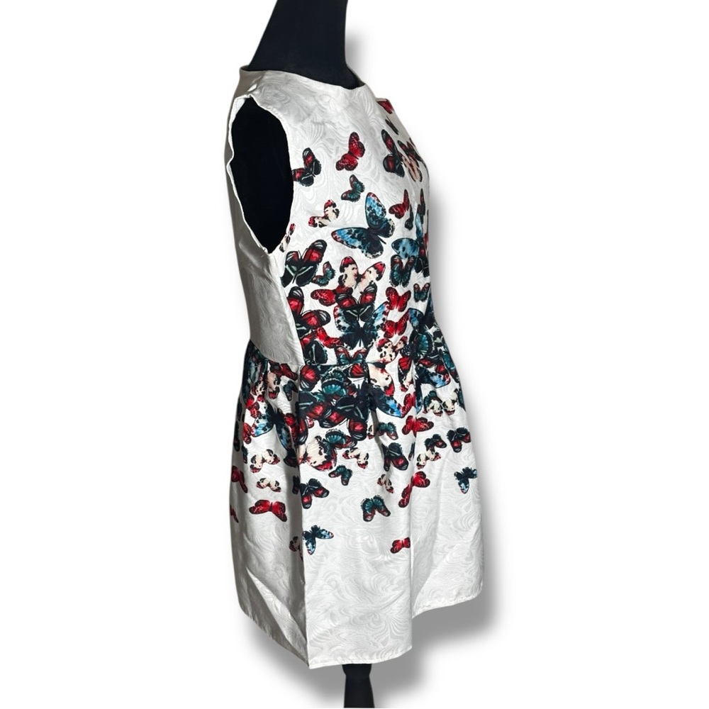 Just Cavalli NWT White with Blue/Red Butterfly Print Sleeveless Mini Dress - Picture 4 of 16